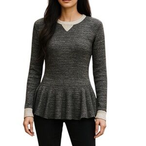 Rebecca Taylor Long Sleeve Knit Peplum Top